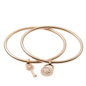Michael Kors Padlock/Key Charm Bangle Set Gold